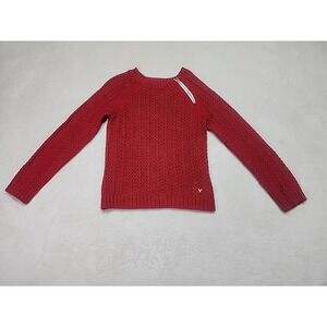 American Eagle Girls Sweater Red With Zipper On Collar Small